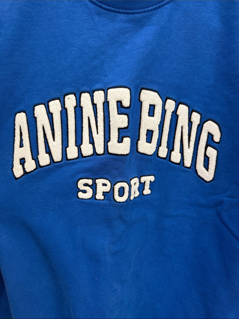 Anine Bing Blue Logo Crewneck Sweatshirt - Picture 2 of 7